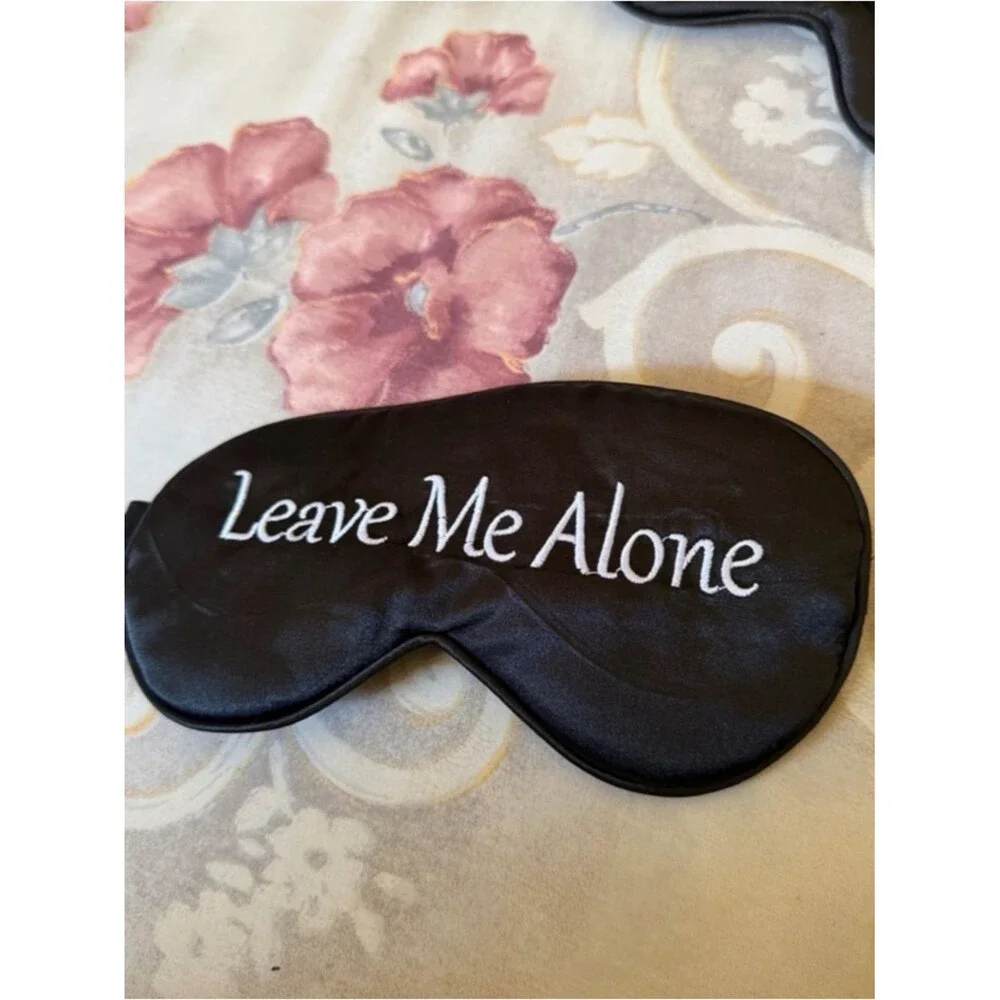 Leave Me Alone Black Satin Sleep Mask by